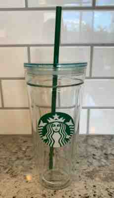 Starbucks Venti Clear Glass Double Wall Cold/Iced Cup Tumbler 20 oz with Straw - Sold on eBay Nov, 23rd 2019 for $39.99
