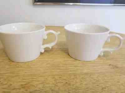 Starbucks Tazo 2012 Set Of Two White Scroll Mug's With Rococo Handles 14 oz. HTF - Sold on eBay Nov, 23rd 2019 for $24.99