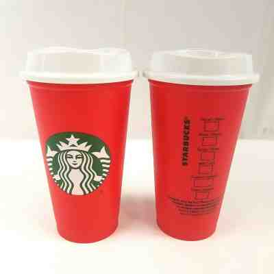 Starbucks Holiday Reusable Cup 2018 Set of 2 Red Plastic Limited Edition Tumbler - Sold on eBay Nov, 23rd 2019 for $22.41