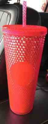 STARBUCKS Neon Pink Studded Cold Cup Tumbler WINTER HOLIDAY 2019 24 oz LIMITED - Sold on eBay Nov, 23rd 2019 for $29.99
