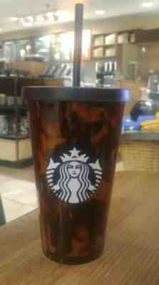NEW Starbucks Tortoise Shell Tumbler Black Brown Cold Cup Straw 16oz FALL 2019 - Sold on eBay Nov, 23rd 2019 for $20.99