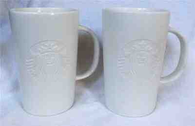 2 ct. Starbucks 2014 White Etched Mermaid / Siren Logo 12oz. Cups / Mugs - Sold on eBay Nov, 23rd 2019 for $24.99
