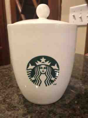 Starbucks 2013 Ceramic Lidded Coffee Canister White Green Mermaid Siren Logo - Sold on eBay Nov, 23rd 2019 for $18.99