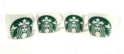 Starbucks Mermaid Logo Mug Coffee Cup Green Siren on White 14 oz 2017 Set of 4 - Sold on eBay Nov, 23rd 2019 for $49.99