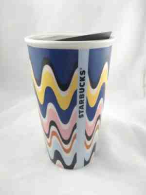 ? Starbucks 12 oz Ceramic Tumbler Travel Mug with Lid ~ Pastel Waves Wavy - Sold on eBay Nov, 23rd 2019 for $29.99