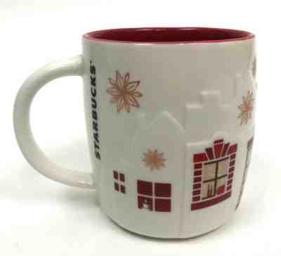 Starbucks 2013 Holiday Mug 3D Relief Christmas Windows White Red Coffee Cup 12oz - Sold on eBay Nov, 23rd 2019 for $26.88