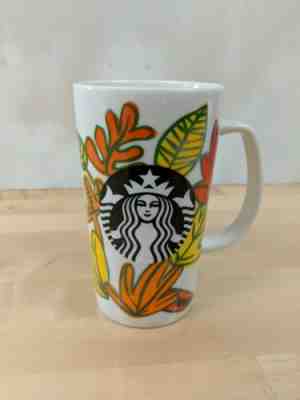 Starbucks Autumn Coffee/Tea Cup/Mug Fall Leaves White Ceramic 16 Oz 2016 5.5" H - Sold on eBay Nov, 23rd 2019 for $16.95