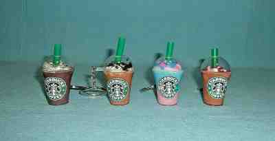 Starbucks Coffee Miniature Cold Cup Keychain Key Ring...4 DIFFERENT PIECES - Sold on eBay Nov, 22nd 2019 for $19.99