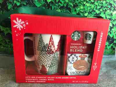 Starbucks 2018 Holiday 4 Piece Gift Set Latte Mug Coffee Ornament & Wafer New - Sold on eBay Nov, 22nd 2019 for $22.50