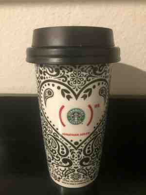 STARBUCKS Ltd Ed Jonathan Adler Product Red 12 oz Coffee Tumbler Travel Mug Cup  - Sold on eBay Nov, 22nd 2019 for $26.99