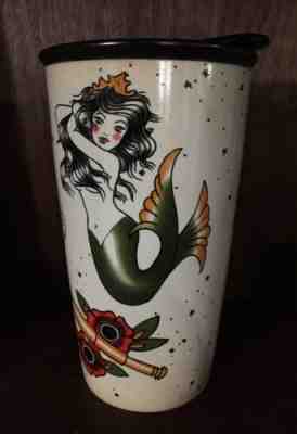 Starbucks 2015 Tattoo Mermaid Siren Sailor Ceramic Travel Mug Cup Tumbler 12 OZ - Sold on eBay Nov, 22nd 2019 for $49.99