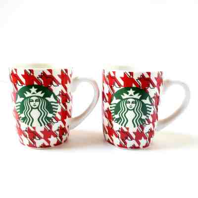 Starbucks 2017 Mugs 10 oz Houndstooth Red/White Lot Of 2 Official - Sold on eBay Nov, 22nd 2019 for $18.00