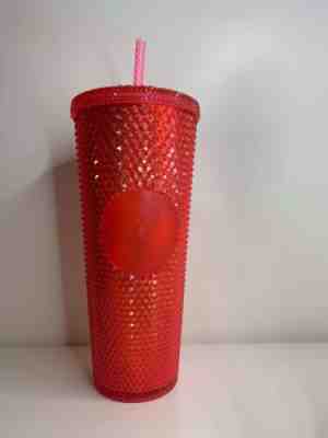 STARBUCKS 2019 Neon Pink Studded Cold Cup Tumbler WINTER HOLIDAY 24 oz - Sold on eBay Nov, 22nd 2019 for $19.99