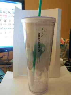 STARBUCKS  Cold Cup Travel Tumbler Clear White Green Dot Paint Drip 24 OZ Straw - Sold on eBay Nov, 22nd 2019 for $17.00