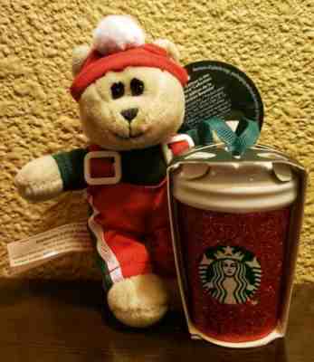2019 Starbucks Ceramic Sparkle Cup Bear Plush Ornaments Holiday Christmas Set - Sold on eBay Nov, 22nd 2019 for $24.95