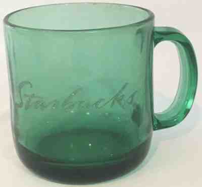 Starbucks Mug Etched Script Green Glass Cup 12 Oz Coffee/Tea - Sold on eBay Nov, 22nd 2019 for $25.00