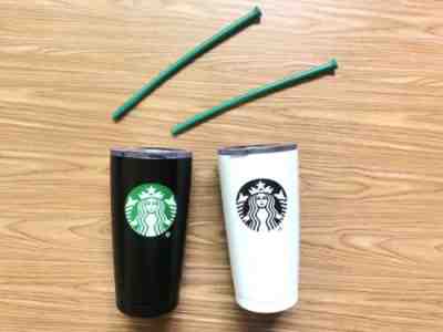 Lot Of 2 Starbucks Black White 20oz Stainless Steel Hot Cold Tumbler Travel 2017 - Sold on eBay Nov, 22nd 2019 for $44.94