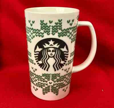 Starbucks Christmas Coffee Mug Green Sweater Knit Winter Design 16 oz 2016 - Sold on eBay Nov, 22nd 2019 for $22.80