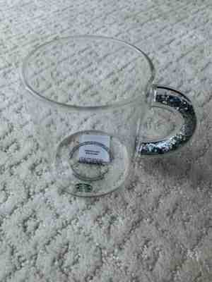 NEW Starbucks Glitter Handle Clear Glass 2019 Holiday Mug Cup Logo 12oz - Sold on eBay Nov, 22nd 2019 for $34.95