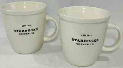 Starbucks Coffee Mug Cup 2001 Barista Abbey White 18 oz. Est 1971 (Set of 2)