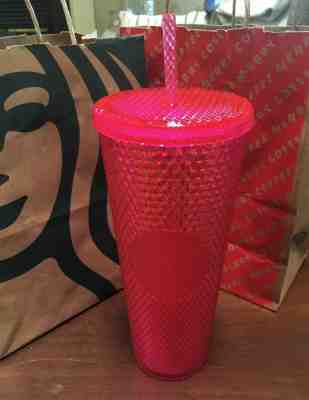 Starbucks Bling Tumbler HOT PINK Holiday Launch Favorite 24oz Frappuccino Cup - Sold on eBay Nov, 24th 2019 for $28.00