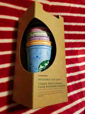 Starbucks 2019 HOT Cups 6 Cups 6 Lids Reusable NIB Marble Not color changing New - Sold on eBay Nov, 24th 2019 for $25.99