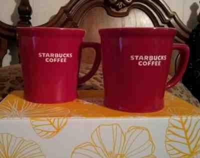 Starbucks 2009 Red 16 oz Mugs w/Raised Branding, set of 2, NEW - Sold on eBay Nov, 24th 2019 for $49.99