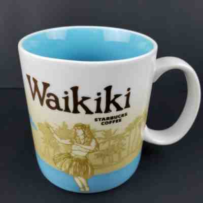 Starbucks Collection 2012 Waikiki Coffee Mug with Teal Interior 16 oz Hula Girl - Sold on eBay Nov, 24th 2019 for $27.20
