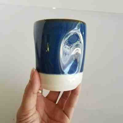 2008 Starbucks Blue/white Ceramic 8oz Tea Espresso Mug Cup No Handle Indented - Sold on eBay Nov, 24th 2019 for $15.99
