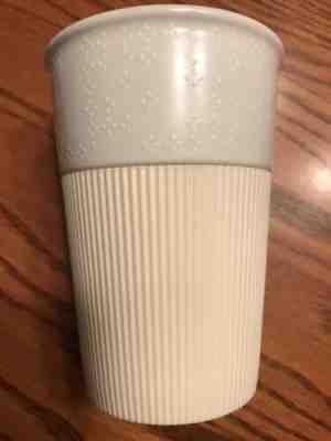 Starbucks 2013 VIA White Snowflake Silicone Rubber Grip Travel Tumbler Cup 8 Oz - Sold on eBay Nov, 24th 2019 for $19.98