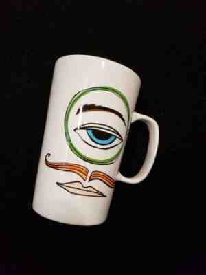 2014 Starbucks Dot Collection Monocle Man Mustache Face Ceramic 16oz Mug Cup - Sold on eBay Nov, 24th 2019 for $15.00