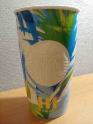 NEW Starbucks Hawaii Hawaiian Blue Palms Ceramic Travel Tumbler Mug 12 OZ - Sold on eBay Nov, 24th 2019 for $28.50