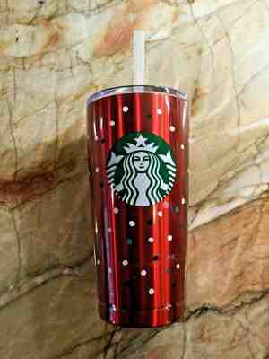 Starbucks Stainless Steel Vacuum Tumbler Red Holiday Polka Dot 20oz New!!! - Sold on eBay Nov, 24th 2019 for $20.99