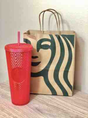 One Starbucks Holiday 2019 Venti Bling Neon PINK Studded 24oz Cup Tumbler - Sold on eBay Nov, 24th 2019 for $29.95