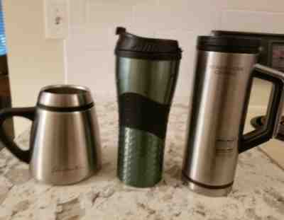  Starbucks set of 3 Stainless Steel tumblers , Chubby mug,  divot tumble "As Is" - Sold on eBay Nov, 24th 2019 for $24.99
