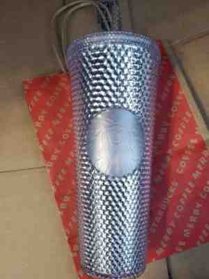 Holiday Starbucks 2019 Venti Bling Platinum Silver Studded Cold Cup Tumbler - Sold on eBay Nov, 24th 2019 for $42.00