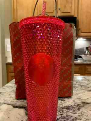 NEW STARBUCKS 2019 Neon Pink Studded Cold Cup Tumbler WINTER HOLIDAY 24 oz - Sold on eBay Nov, 24th 2019 for $23.99