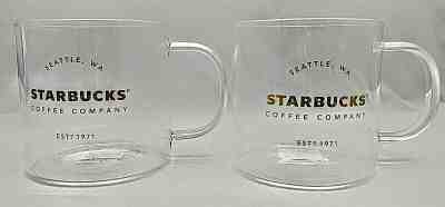 Starbucks Seattle, WA Est. 1971 18 oz  Glass Mugs (2)  Brand New,  Ships FREE!