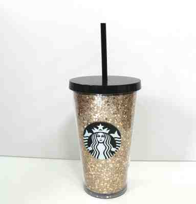 Starbucks Gold Glitter 16 oz Acrylic Cold Cup Travel Tumbler - Sold on eBay Nov, 24th 2019 for $21.21