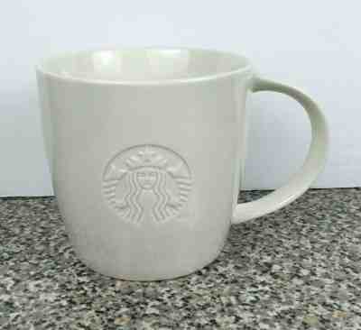 STARBUCKS White V Venti 20 oz Coffee Mug Embossed Siren 2010 Mermaid Logo - Sold on eBay Nov, 24th 2019 for $21.95