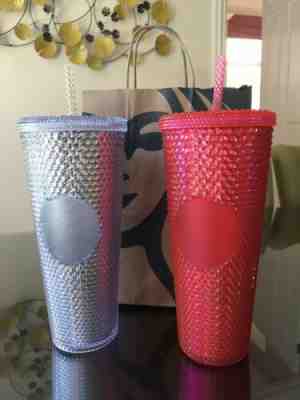 STARBUCKS Holiday 2019 Studded Tumbler BUNDLE Platinum + Hot Pink IN HAND - Sold on eBay Nov, 24th 2019 for $47.00