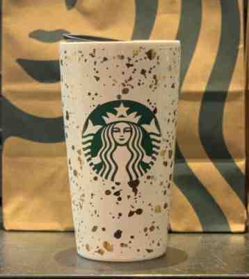 Starbucks Holiday 2019 Gold Confetti Christmas Ceramic Tumbler NEW - Sold on eBay Nov, 24th 2019 for $35.00
