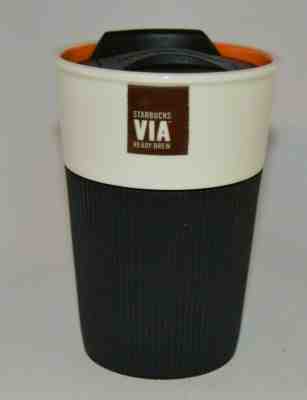 Starbucks 2011 8 oz Via Ready Brew Ceramic Travel Cup Tumbler Mug Rubber Grip - Sold on eBay Nov, 24th 2019 for $19.95
