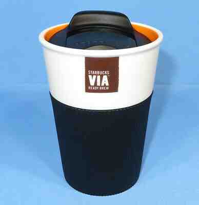 Starbucks 2011 8 oz Via Ready Brew Ceramic Travel Cup Tumbler Mug Rubber Grip - Sold on eBay Nov, 24th 2019 for $16.99