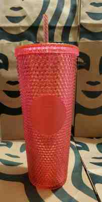 STARBUCKS Neon Pink Studded Tumbler WINTER HOLIDAY CUP 2019 24oz ............. - Sold on eBay Nov, 24th 2019 for $25.00