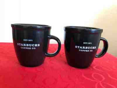 STARBUCKS-Set of 2 BLACK BARISTA COFFEE CO Cups Mugs 2001 established 1971 18oz - Sold on eBay Nov, 23rd 2019 for $26.00
