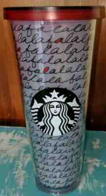Starbucks Christmas Collection 2016 Falala 24oz Tumbler Holiday Festive Cup Lid  - Sold on eBay Nov, 23rd 2019 for $16.75