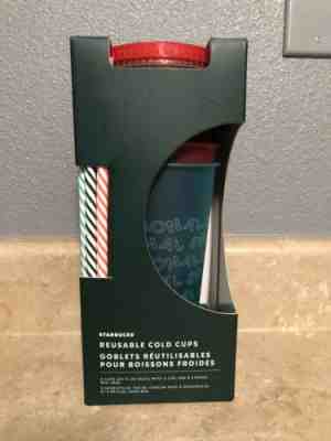 NEW In Hand Starbucks Holiday 2019 Reusable Cold Cup Set Of 5 With Straws - Sold on eBay Nov, 23rd 2019 for $17.99