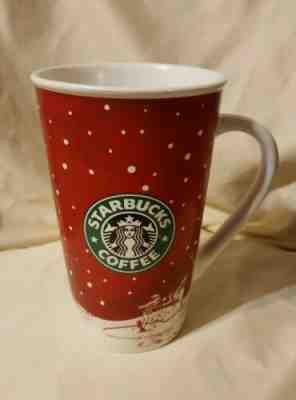 Starbucks Coffee 2007 Holiday 16 oz Tall Mug Red Ice Skaters Snow EUC - Sold on eBay Nov, 23rd 2019 for $17.99