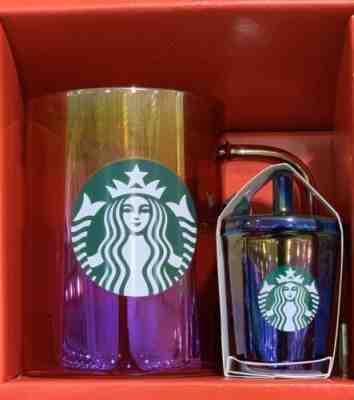 Starbucks 2019 Holiday RED IRIDESCENT Mug Glass Christmas W/ 2019 Ornament - Sold on eBay Nov, 23rd 2019 for $35.00